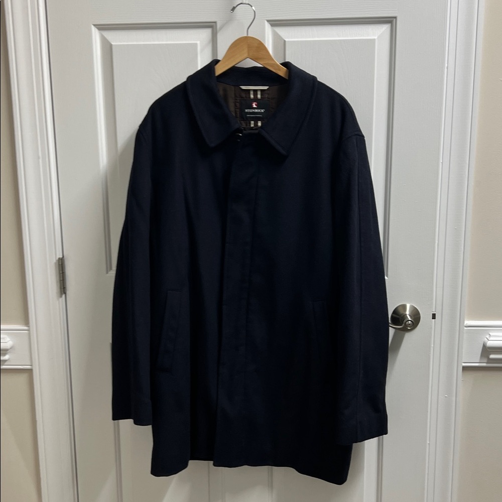 Steinbock International men’s dark navy blue wool coat Jacket size 46